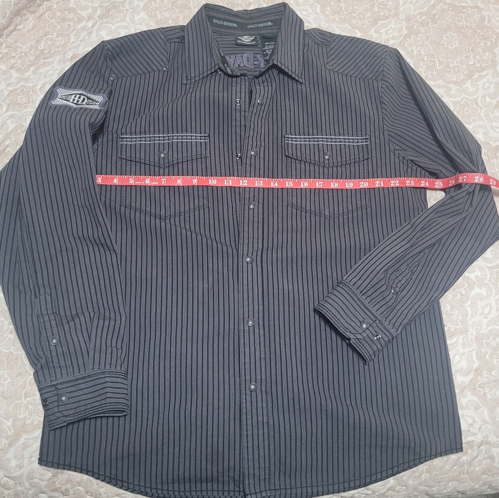 Harley Davidson Striped Long Sleeved Shirt With Snaps